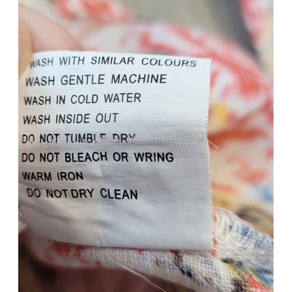 CORFU 100% Linen Boho Floral Top Sz 12 Ruffle Bell Sleeve Colorful Beachy Fairy - Picture 5 of 8